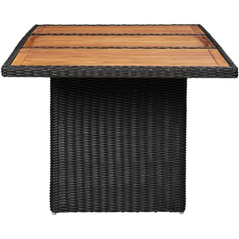 Garden Dining Table Black 200x100x74 cm Poly Rattan vidaXL
