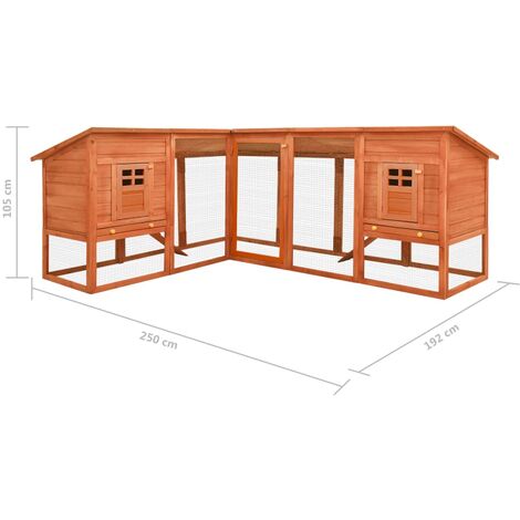 Outdoor Rabbit Hutch with Run Brown Solid Fir Wood vidaXL