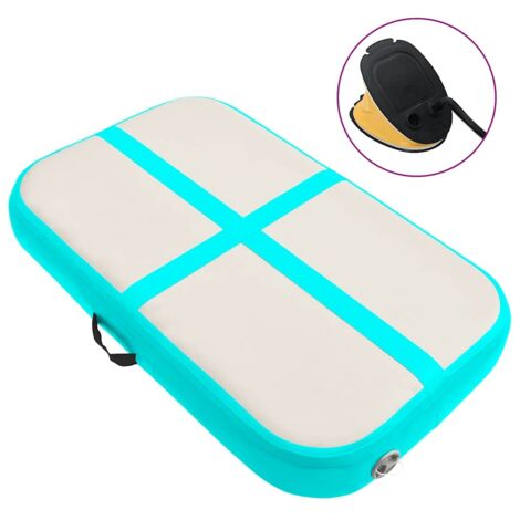 Inflatable Gymnastics Mat with Pump 60x100x15 cm PVC Green vidaXL