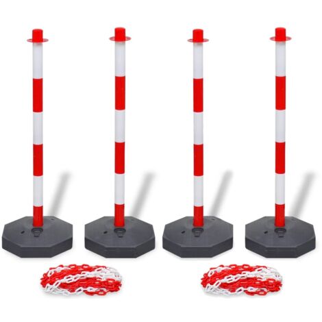 Set of 4 Chain Posts and 2 Plastic Chians of 10 m Each vidaXL