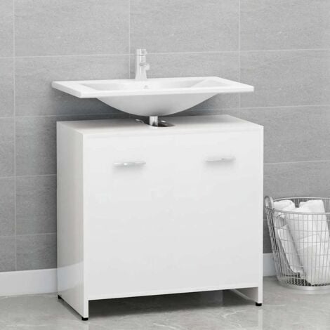 Bathroom Cabinet High Gloss White 60x33x61 cm Engineered Wood vidaXL