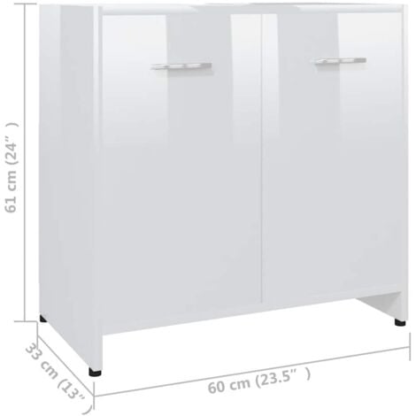 Bathroom Cabinet High Gloss White 60x33x61 cm Engineered Wood vidaXL