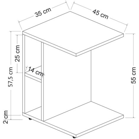 Coffee Table Ceylin 45x35x57.5 cm Walnut Homemania