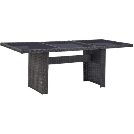 Garden Dining Table Black 200x100x74 cm Glass and Poly Rattan vidaXL (1/6)