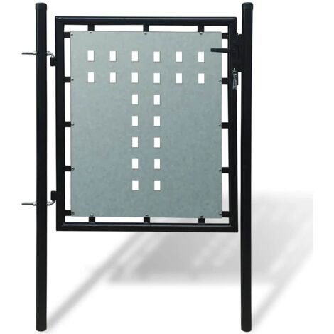 Black Single Door Fence Gate 100 x 150 cm vidaXL