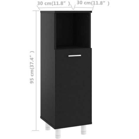 Bathroom Cabinet Black 30x30x95 cm Engineered Wood vidaXL