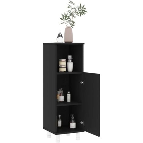 Bathroom Cabinet Black 30x30x95 cm Engineered Wood vidaXL