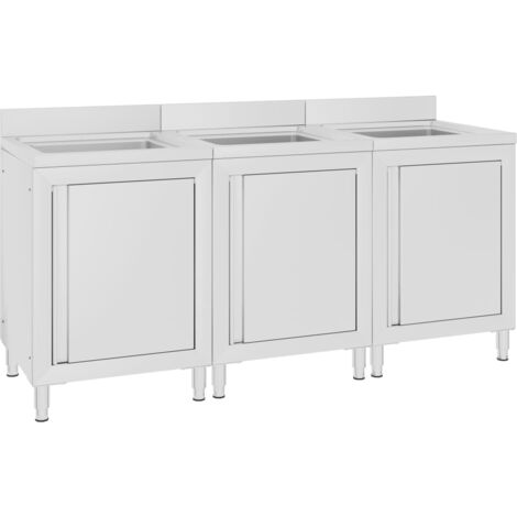 Commercial Kitchen Sink Cabinets 3 pcs Stainless Steel vidaXL