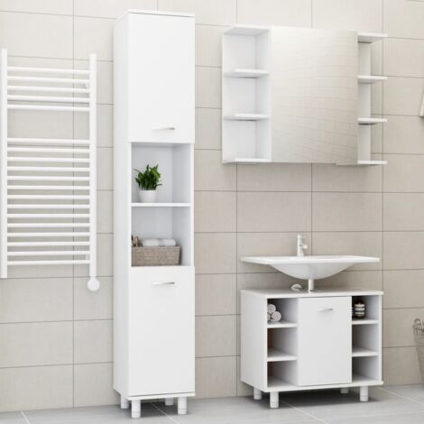 vidaXL 3 Piece Bathroom Furniture Set White Engineered Wood (1/5)
