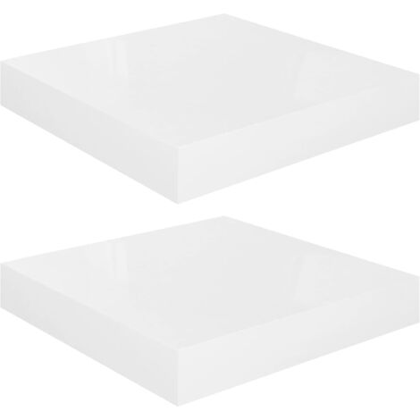 Floating Wall Shelves 2 pcs High Gloss White 23x23.5x3.8 cm MDF vidaXL