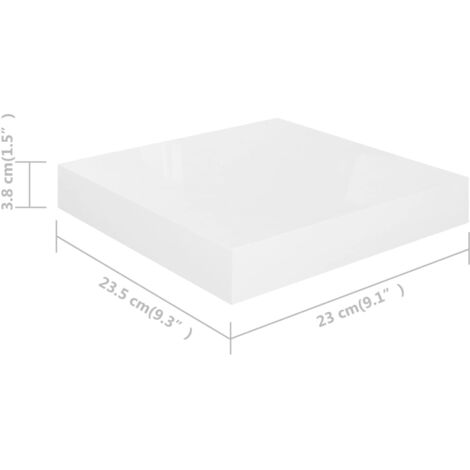 Floating Wall Shelves 2 pcs High Gloss White 23x23.5x3.8 cm MDF vidaXL
