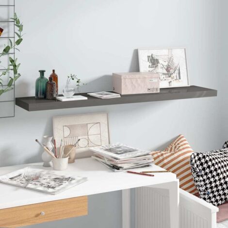 Floating Wall Shelf High Gloss Grey 120x23.5x3.8 cm MDF vidaXL