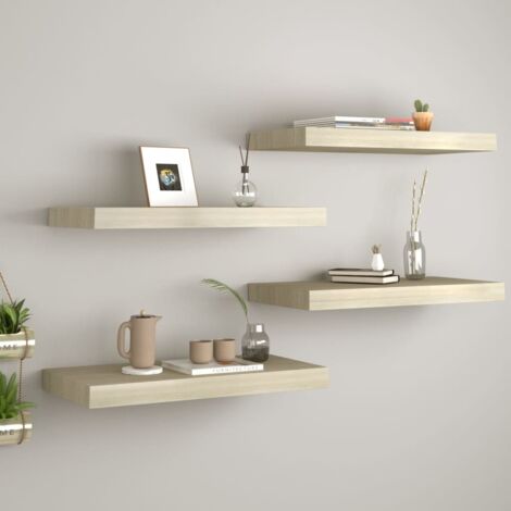 Floating Wall Shelves 4 pcs Oak 60x23.5x3.8 cm MDF vidaXL