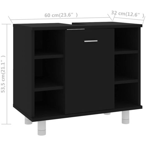Bathroom Cabinet Black 60x32x53.5 cm Engineered Wood vidaXL