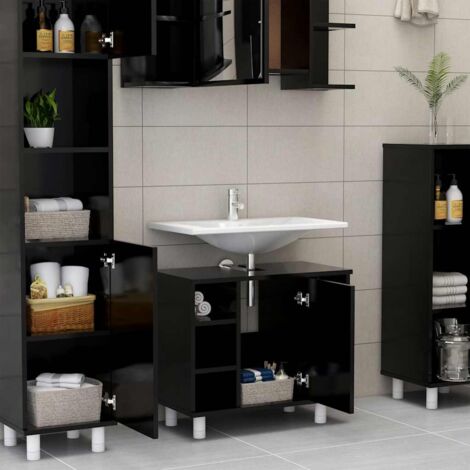 Bathroom Cabinet Black 60x32x53.5 cm Engineered Wood vidaXL