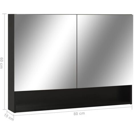 LED Bathroom Mirror Cabinet Black 80x15x60 cm MDF vidaXL