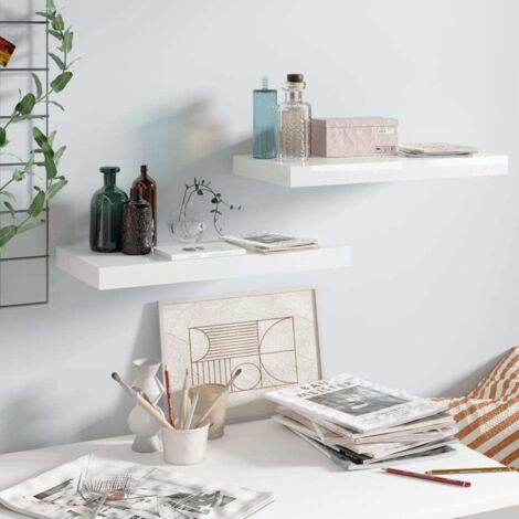 Floating Wall Shelves 2 pcs High Gloss White 50x23x3.8 cm MDF vidaXL (1/5)