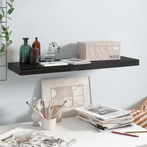 Floating Wall Shelf High Gloss Black 80x23.5x3.8 cm MDF vidaXL