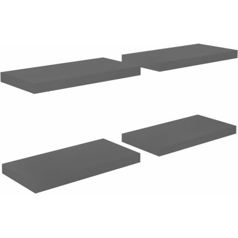 Floating Wall Shelves 4 pcs High Gloss Grey 50x23x3.8 cm MDF vidaXL