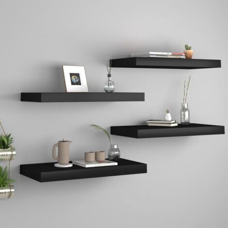 Floating Wall Shelves 4 pcs Black 50x23x3.8 cm MDF vidaXL