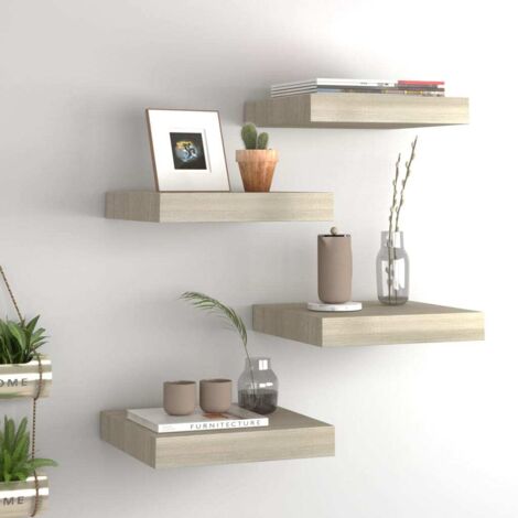 Floating Wall Shelves 4 pcs Oak 23x23.5x3.8 cm MDF vidaXL