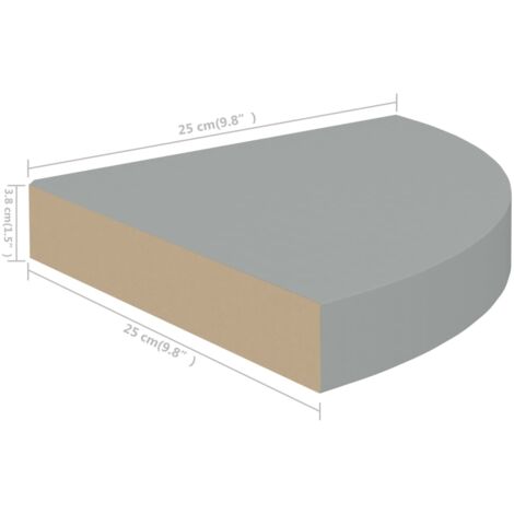 Floating Corner Shelf Grey 25x25x3.8 cm MDF vidaXL