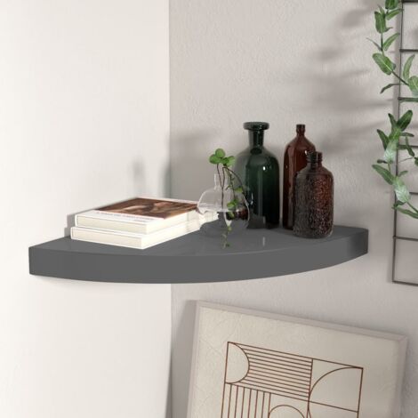 Floating Corner Shelf High Gloss Grey 35x35x3.8 cm MDF vidaXL