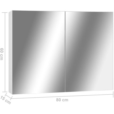 Bathroom Mirror Cabinet White 80x15x60 cm MDF vidaXL