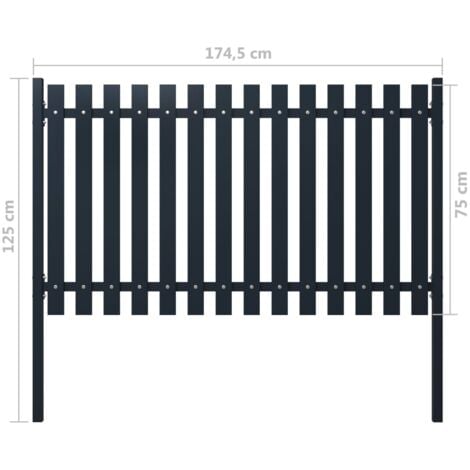 Fence Panel Anthracite 178x75 cm Powder-coated Steel vidaXL