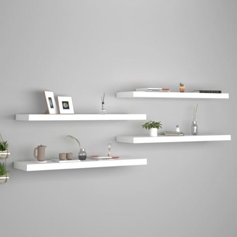 Floating Wall Shelves 4 pcs White 90x23.5x3.8 cm MDF vidaXL