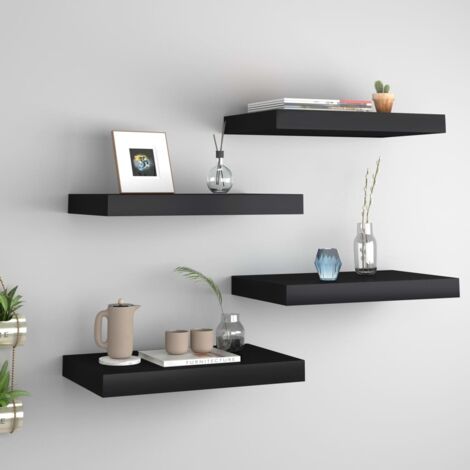 Floating Wall Shelves 4 pcs Black 40x23x3.8 cm MDF vidaXL