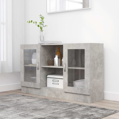 Vitrine Cabinet Concrete Grey 120x30.5x70 cm Engineered Wood vidaXL