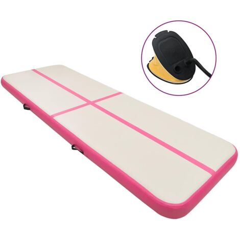 Inflatable Gymnastics Mat with Pump 400x100x15 cm PVC Pink vidaXL