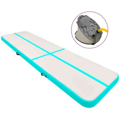 Inflatable Gymnastics Mat with Pump 600x100x15 cm PVC Green vidaXL