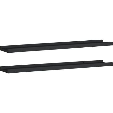 Picture Frame Ledge Shelves 2 pcs Black 80x9x3 cm MDF vidaXL