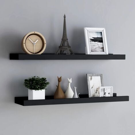 Picture Frame Ledge Shelves 2 pcs Black 80x9x3 cm MDF vidaXL