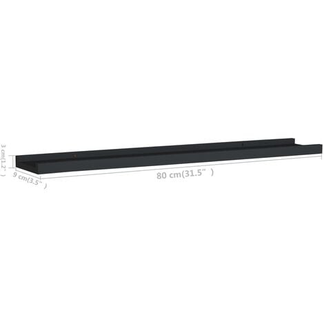 Picture Frame Ledge Shelves 2 pcs Black 80x9x3 cm MDF vidaXL