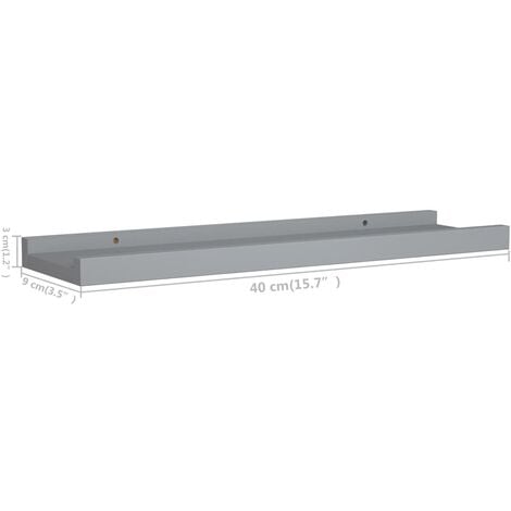 Picture Frame Ledge Shelves 2 pcs Grey 40x9x3 cm MDF vidaXL