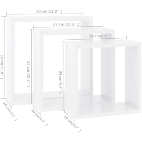 Wall Cube Shelves 3 pcs White MDF vidaXL