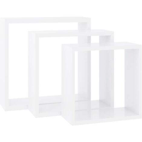 Wall Cube Shelves 3 pcs White MDF vidaXL
