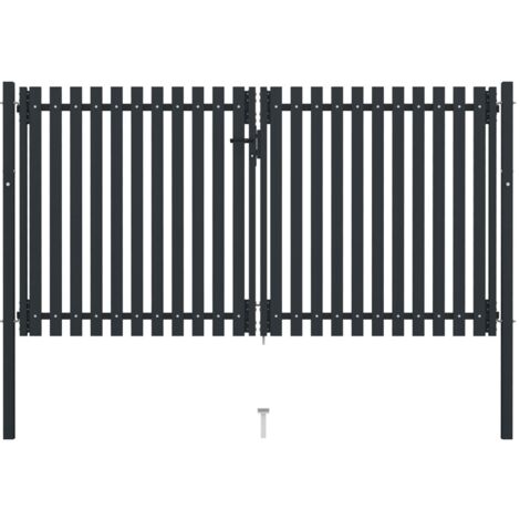 Double Door Fence Gate Steel 306x150 cm Anthracite vidaXL
