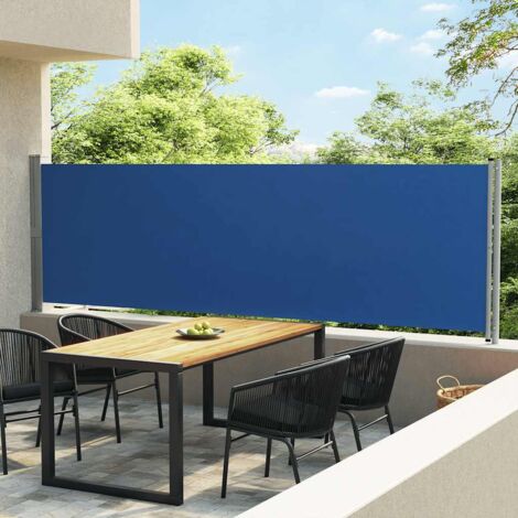 Patio Retractable Side Awning 140x600 cm Blue vidaXL