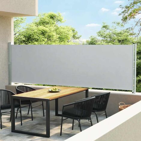Patio Retractable Side Awning 140x600 cm Grey vidaXL