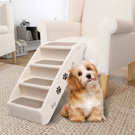 Folding Dog Stairs Cream 62x40x49.5 cm vidaXL