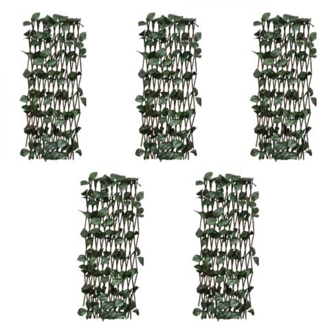 Willow Trellis Fences 5 pcs with Artificial Leaves 180x30 cm vidaXL