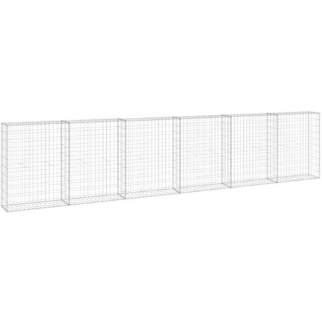 Gabion Wall with Covers Galvanised Steel 300x30x100 cm vidaXL