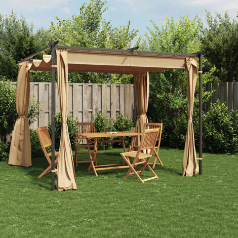 Gazebo with Curtains 3x3 m Taupe Steel vidaXL