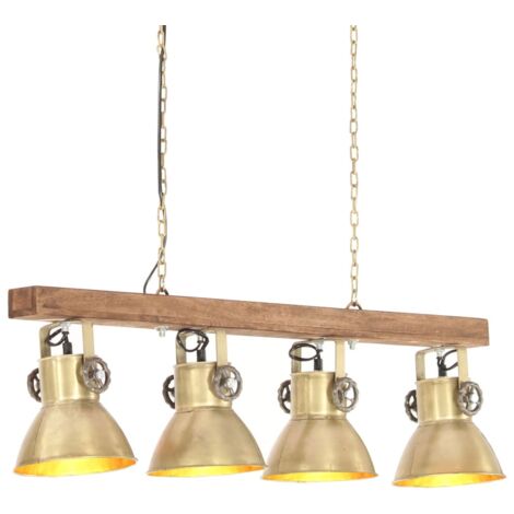Industrial Ceiling Lamp Brass E27 Mango Wood vidaXL