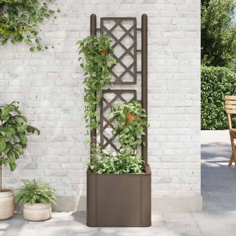 Garden Raised Bed with Trellis and Self Watering System Mocha vidaXL