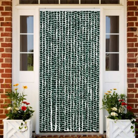 Insect Curtain Green and White 90x220 cm Chenille vidaXL